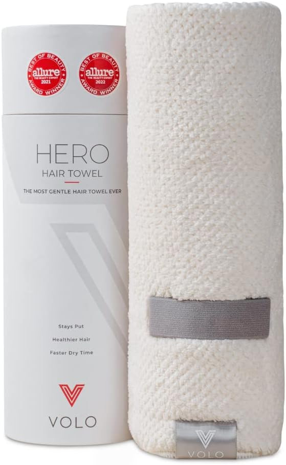 VOLO Hero Salt White Hair Towel | Ultra Soft, Super Absorbent, Quick Drying Nanoweave Fabric | Re... | Amazon (US)