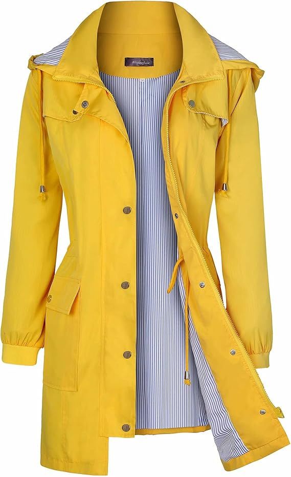Bloggerlove Women's Raincoats Windbreaker Rain Jacket Waterproof Lightweight Outdoor Hooded Trenc... | Amazon (US)