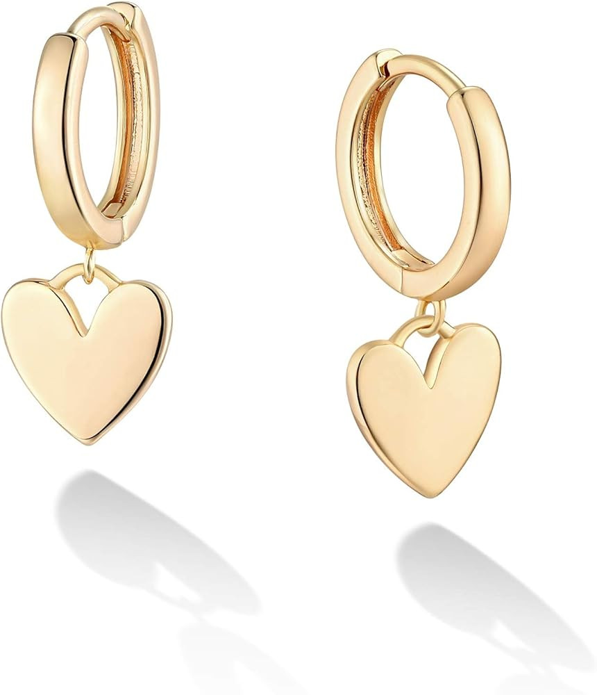VACRONA Gold Heart Hoop Earrings Huggie Earrings for Women 14k Gold Plated Small Hoops Earrings | Amazon (US)