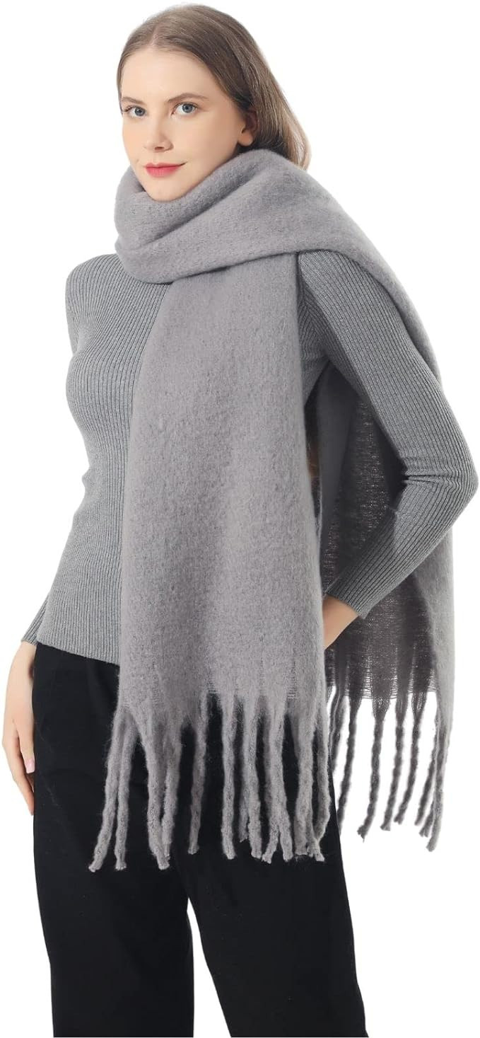 SUNDSGT Big Scarf Coloured Checked Oversized Scarf Tassel Soft Fall Winter Thick Scarf Warm Shawl... | Amazon (US)