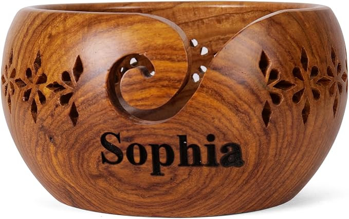 Personalized Rosewood Wooden Storage Yarn Bowl, Bowl Holder & Dispenser for Tangle-Free Yarn Perf... | Amazon (CA)