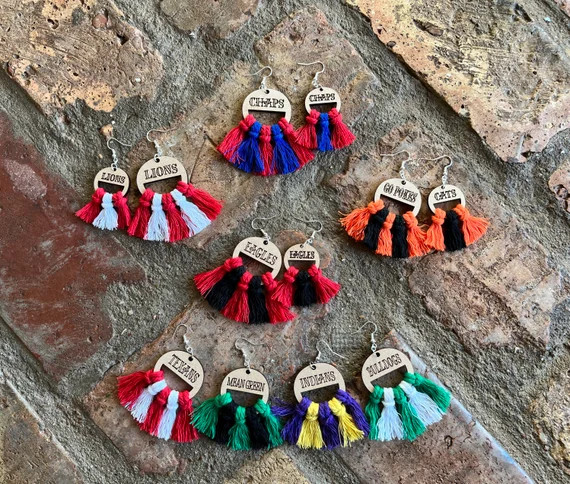 School Spirit Tassel Earrings Custom Mascot Fringe Earrings | Etsy | Etsy (US)
