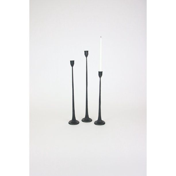 Set Of Three Tall Cast Iron Taper Candle Holders | Walmart (US)