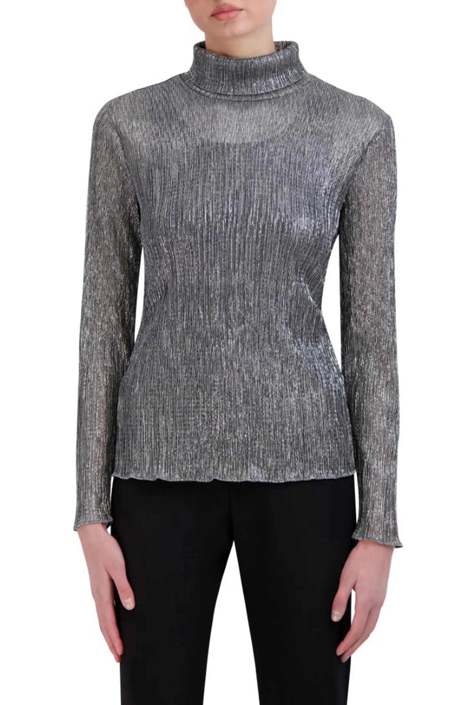Metallic Long Sleeve Turtleneck Top | Nordstrom Rack