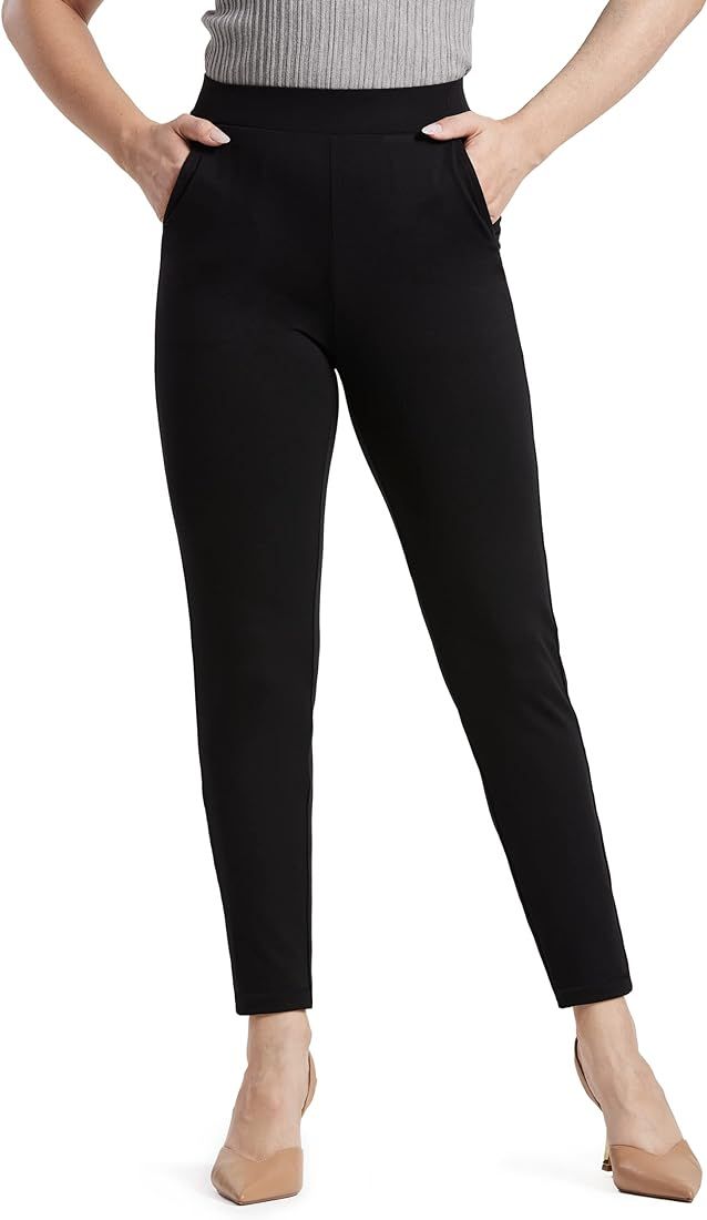 Bamans Work Dress Pants for Women Stretchy Skinny Leg Business Causal Slacks with Pockets | Amazon (US)