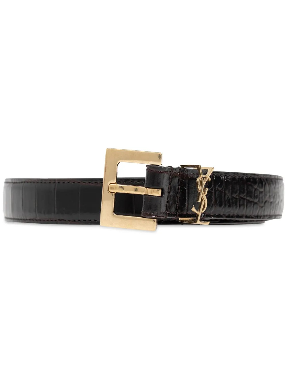 Saint Laurent Cassandre Thin Belt | Brown | FARFETCH SK | Farfetch Global