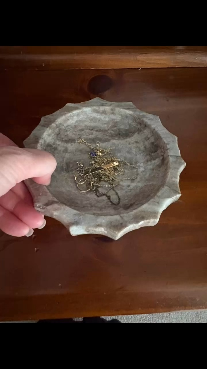 I love my marble trinket tray from @Target . It has so many uses, but I love to keep it on my dresser for putting my daily jewelry in. It was out of stock but now back. Target has so many beautiful marble accessories right now! Level up your style at great prices !￼￼