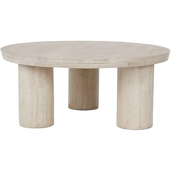Kosas Home Beau 40x40 Round Mahogany Wood Coffee Table in Sand Brown | Amazon (US)