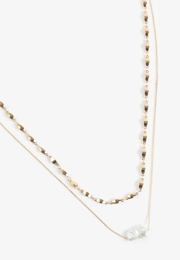 Gold Faux Pearl Layered Necklace | Maurices