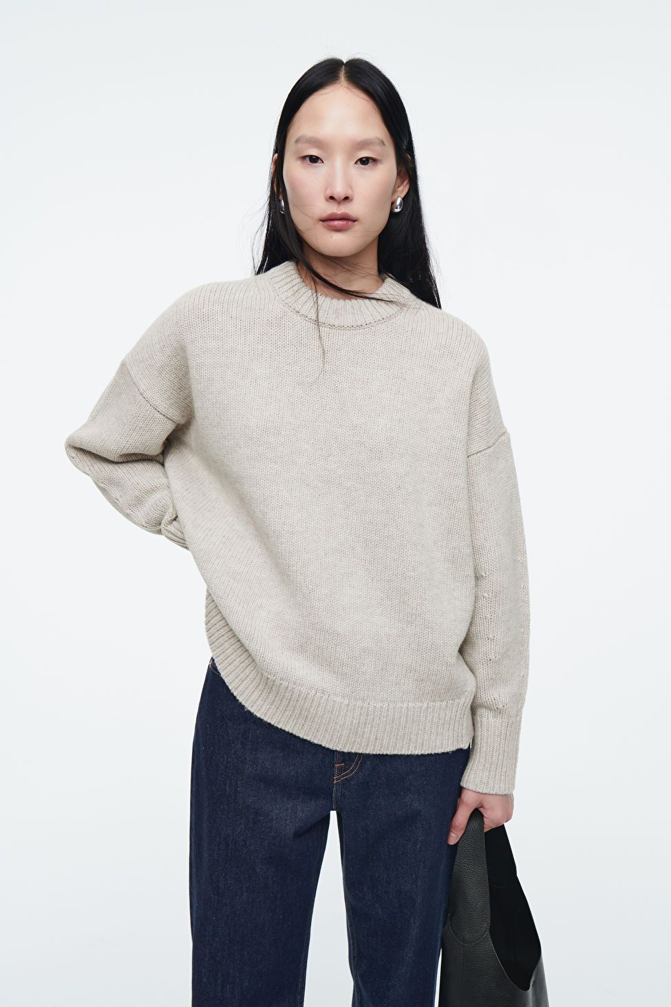 CHUNKY WOOL CREW-NECK JUMPER - LIGHT BEIGE - COS | COS UK