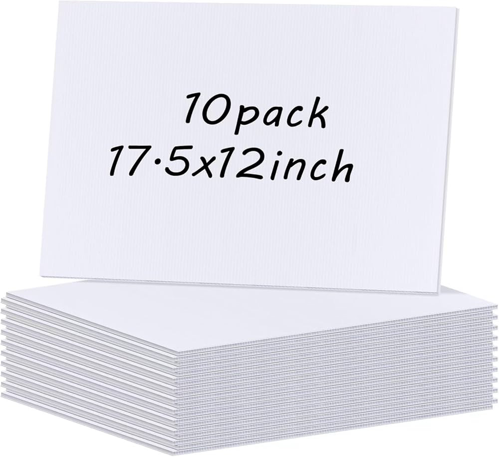 10 Pcs Poster Board Corrugated Plastic Sheets for Projects Art Crafts Blank Yard Signs Coroplast ... | Amazon (US)