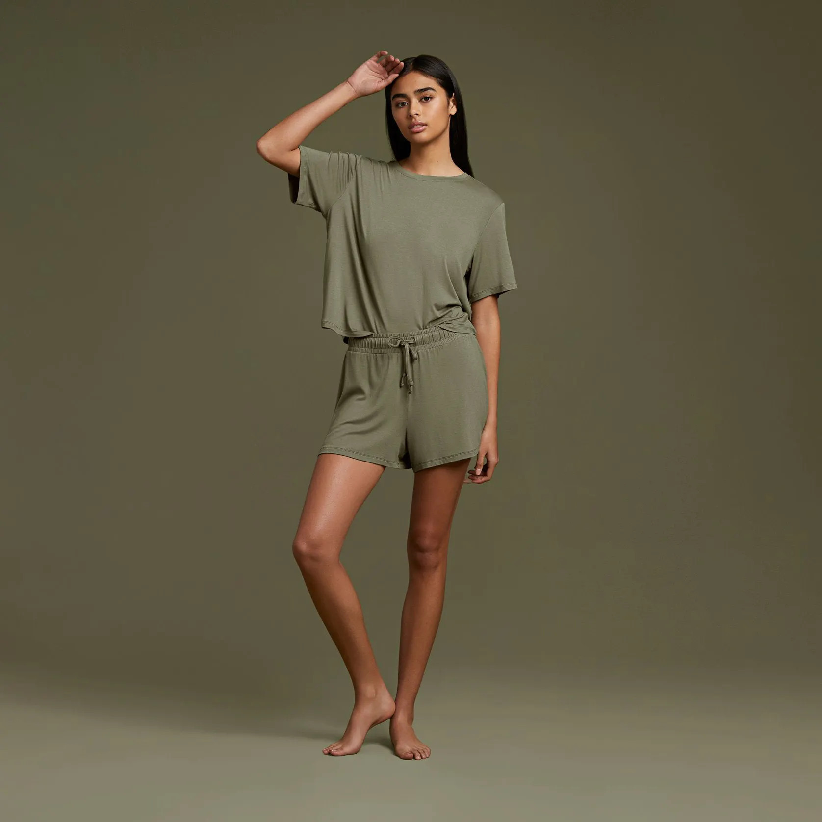 Women's Pajama Shorts Set | Dark Olive - nuuds | nuuds