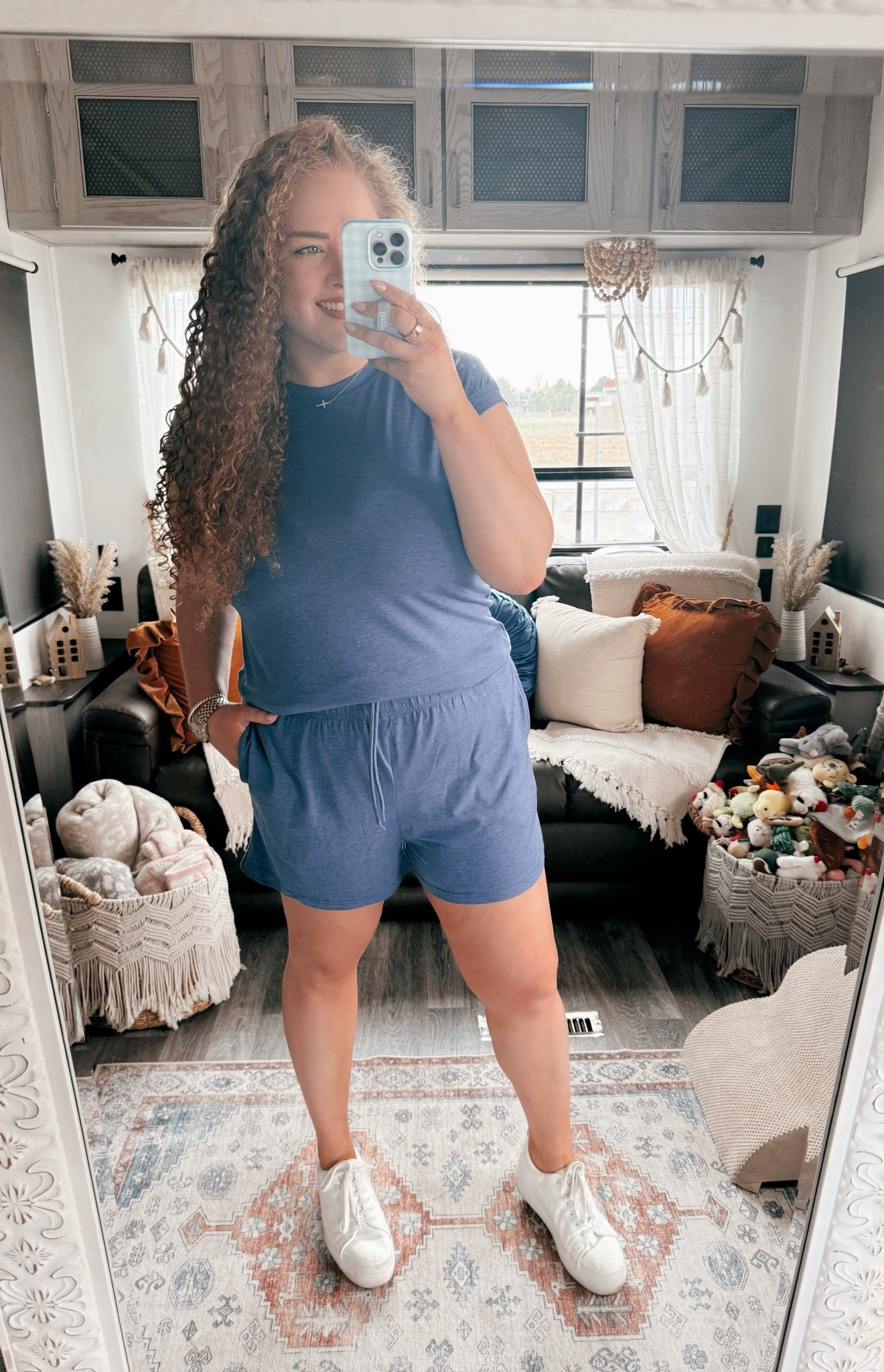 This is one of those outfits I throw on when I want to be comfortable but still look cute without trying 😌 The set is so easy to wear and the fit just works every time.👏 Paired it with my go to white sneakers for that simple everyday vibe I’ve been living in lately🤍 blue two piece set | matching set outfit | casual everyday outfit | comfy cute style | effortless outfit idea | relaxed fit set | lounge set outfit | easy throw on outfit | white sneakers outfit | everyday sneaker look | minimal casual style | spring summer outfit inspo | travel day outfit | airport outfit idea | off duty style | amazon fashion finds | affordable outfit idea | basic outfit staples | comfy lifestyle outfit | laid back style

#LTKMidsize #LTKootd #LTKdayinmylife
