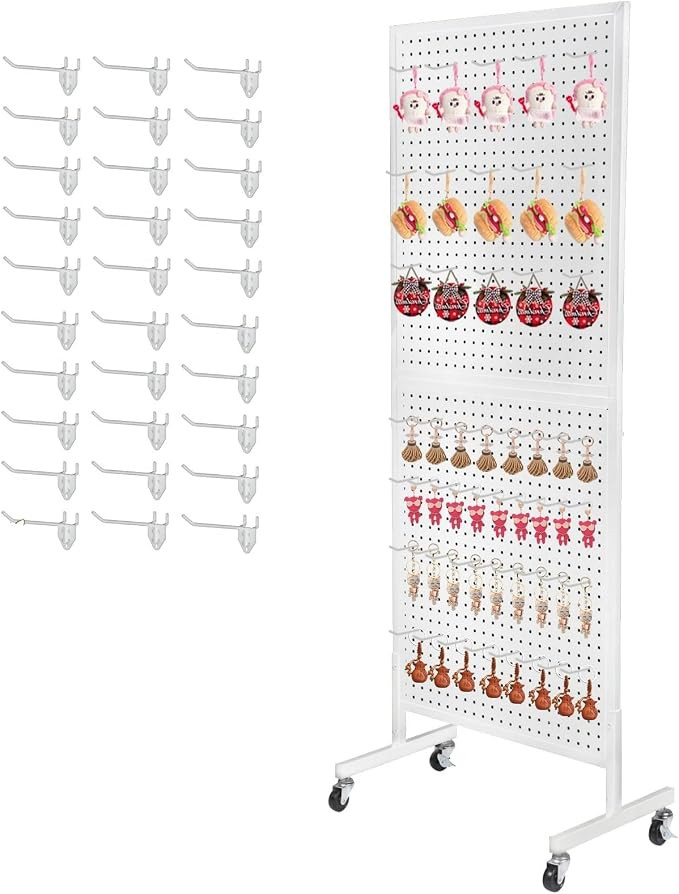 Eastern Tree Metal Pegboard Display Stand 2'x 5' with 30 Hooks, Pegboard Panels Display with Whee... | Amazon (US)