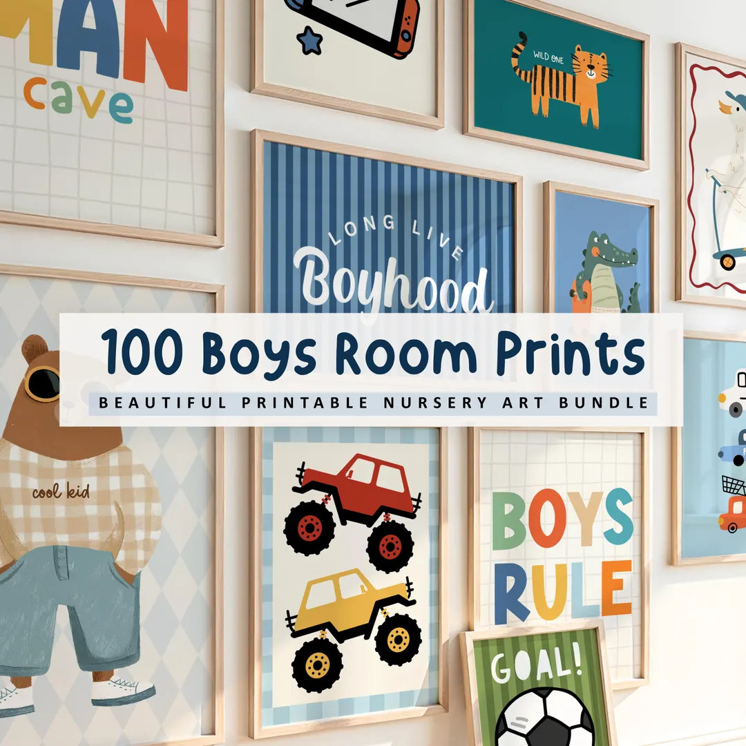 100 Boys Nursery Prints: Playroom Wall Art Decor (digital Download) - Etsy | Etsy (US)