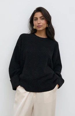 Camille Oversized Borg Jumper - Black | Pretty Lavish (UK)
