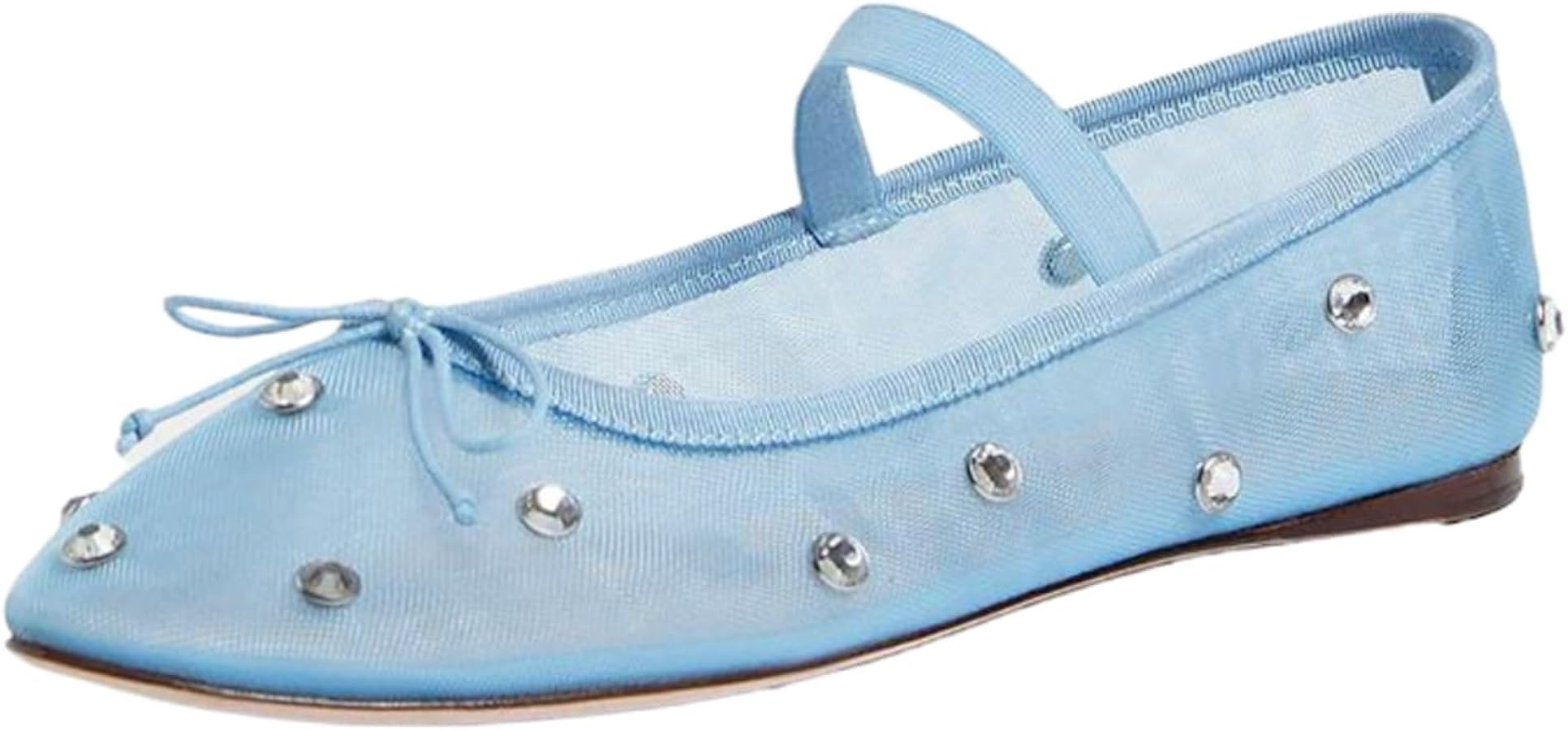 Gradinery Rhinestone Mesh Flats Shoes,Round Toe Stretch Band Mary Jane Ballet Flats,Causal Fashio... | Amazon (US)