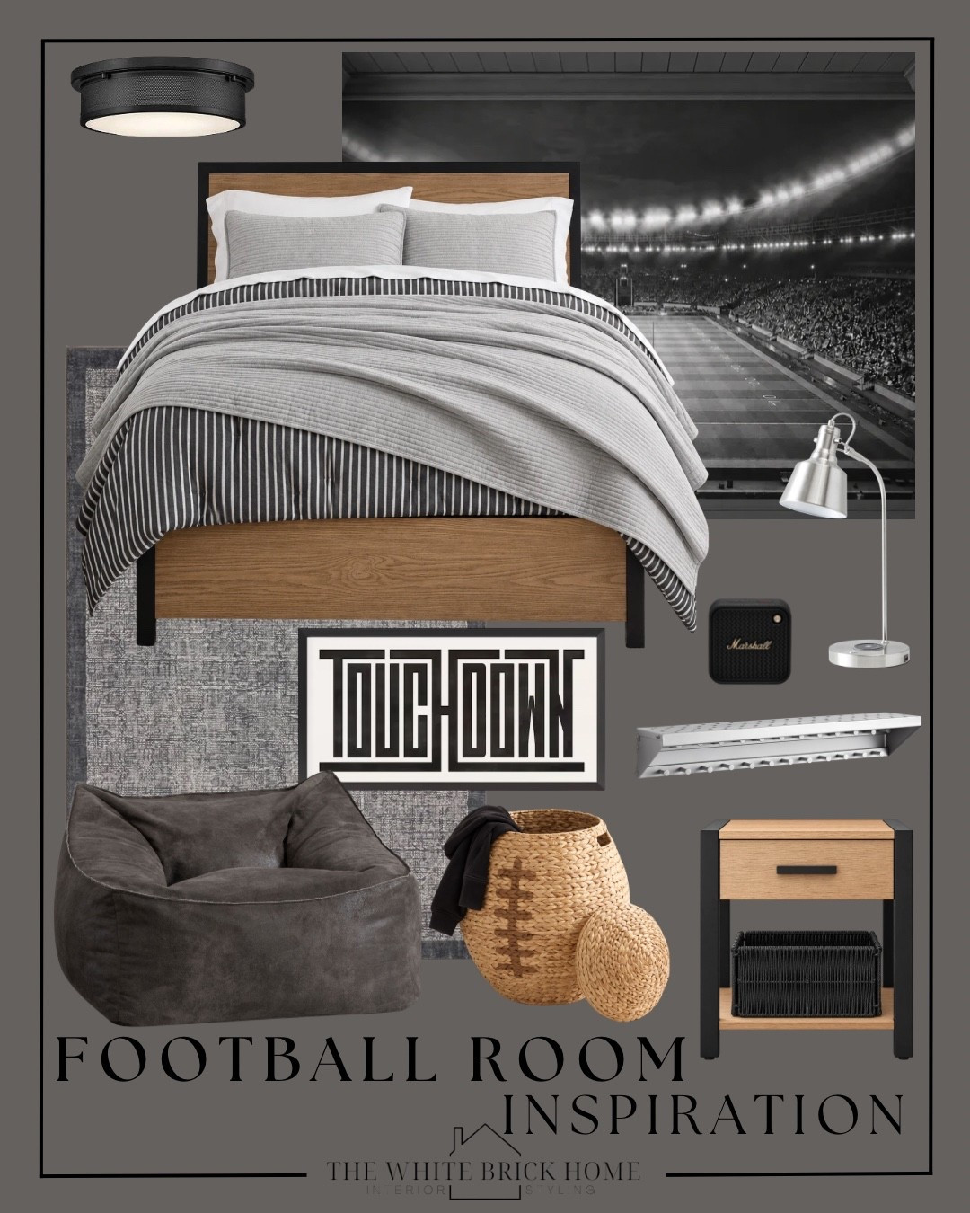 A mood board ready for game time. These boy bedroom selections are a great way to style a football themed bedroom in an elevated way. 

Boys room, boys bedroom, kids room, kids bedroom, boys room decor, boys room ideas, boys room finds, boys room bedding, boys room wall mural, boys room rug, boys room hamper, boys room storage, football, football bedroom, football themed room, football decor, sports bedroom, teen bedroom, teen boy bedroom, bed, boys room bed, boys room ideas, boys room decor, bedroom, pottery barn teen, Etsy, wayfair

#LTKHome #LTKmomlife #LTKKids
