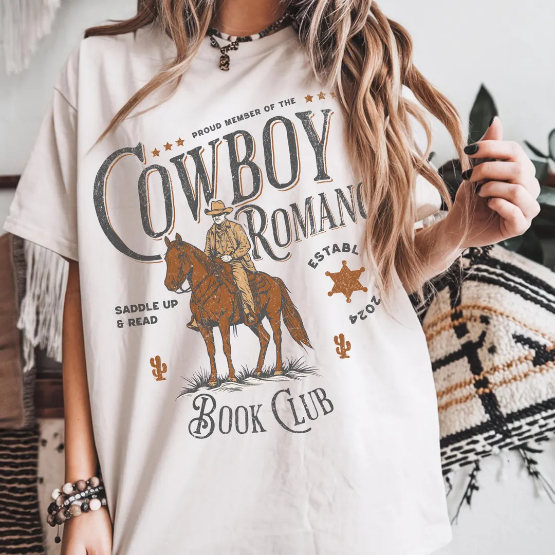Bookish Shirt, Bookish Gift, Cowboy Romance Shirt, Book Lover Gift, Gift for Reader, Vintage Book... | Etsy (US)