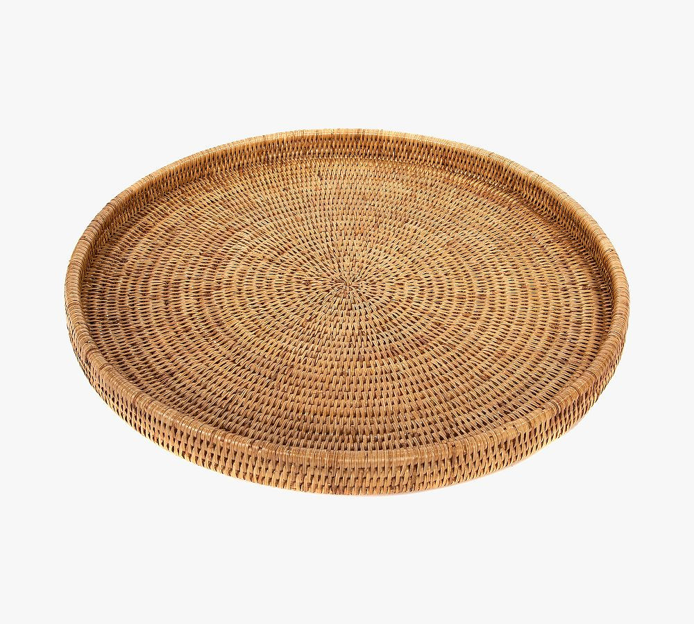 Tava Handwoven Rattan Round Serving Tray | Pottery Barn (US)