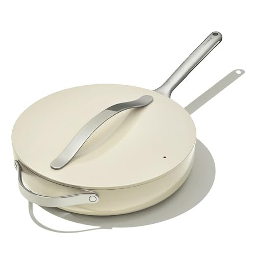 Caraway Nonstick Ceramic Sauté Pan with Lid (4.5 qt, 11.8") - Non Toxic, PTFE & PFOA Free - Oven Safe & Compatible with All Stovetops (Gas, Electric & Induction) - Cream | Amazon (US)