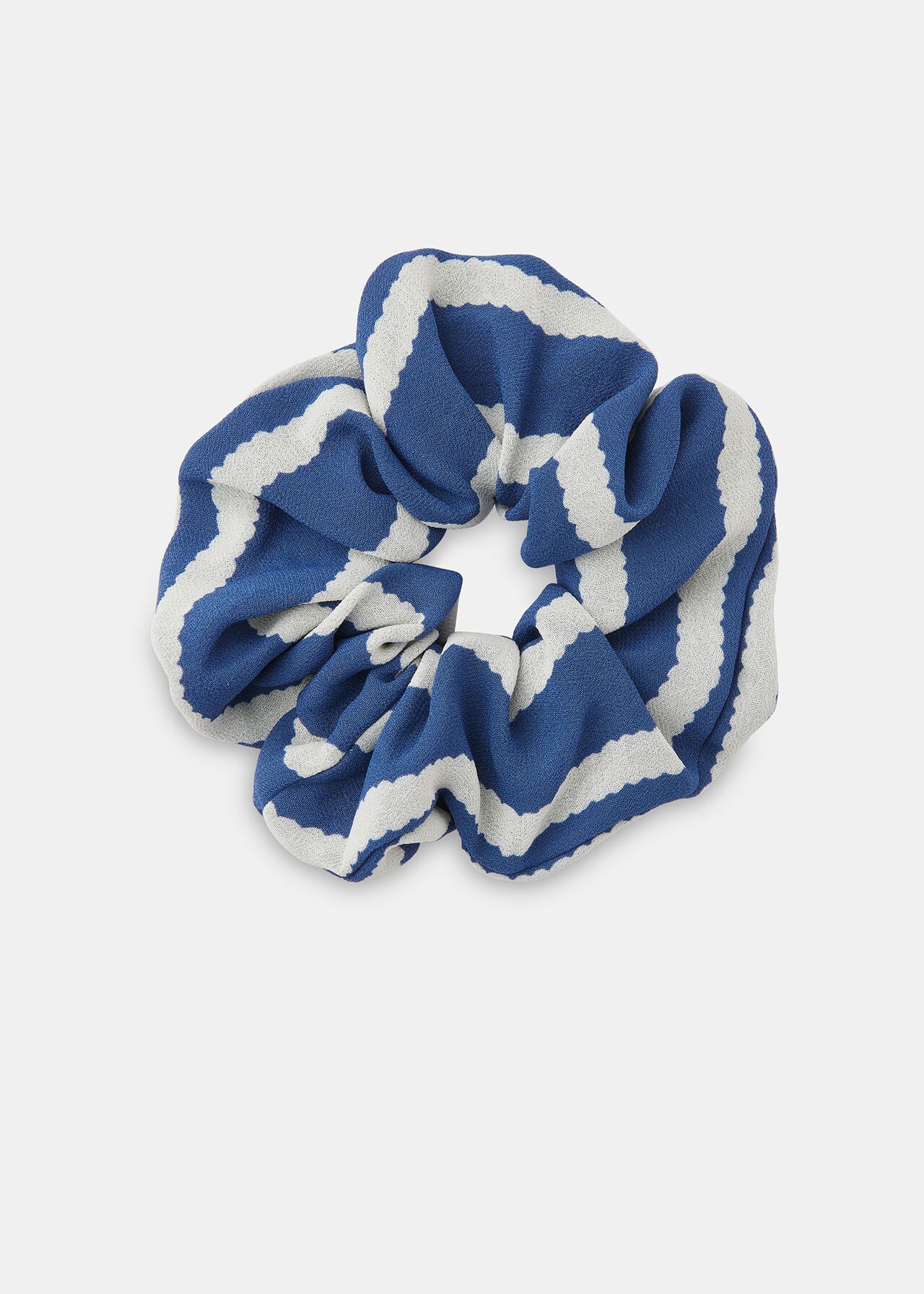 Blue/Multi Crinkle Stripe Scrunchie | WHISTLES | Whistles UK | | Whistles