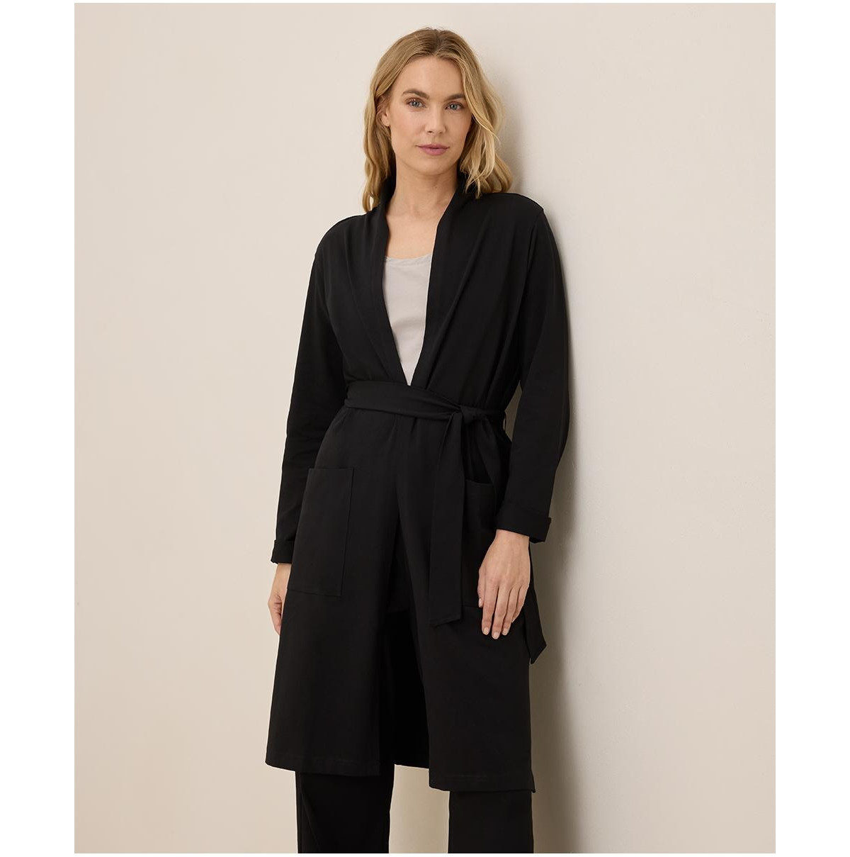 Pact Women's Organic Cotton Cool Stretch Lounge Duster - Black | Macy's