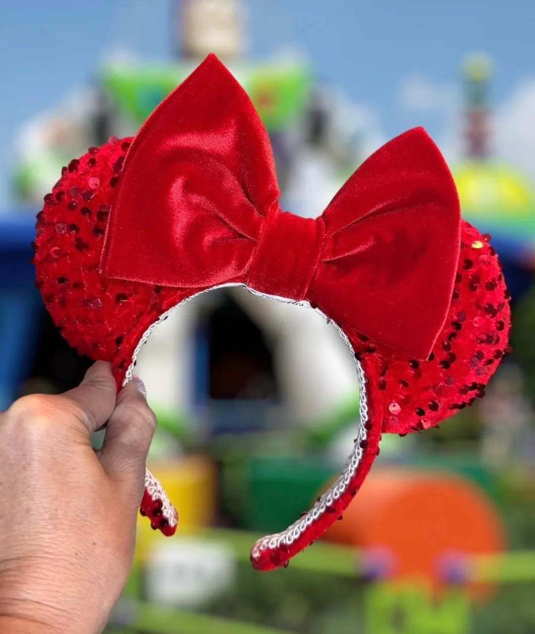 Red Velvet Sequin Minnie Ears, Disney Christmas Minnie Ears - Etsy | Etsy (US)