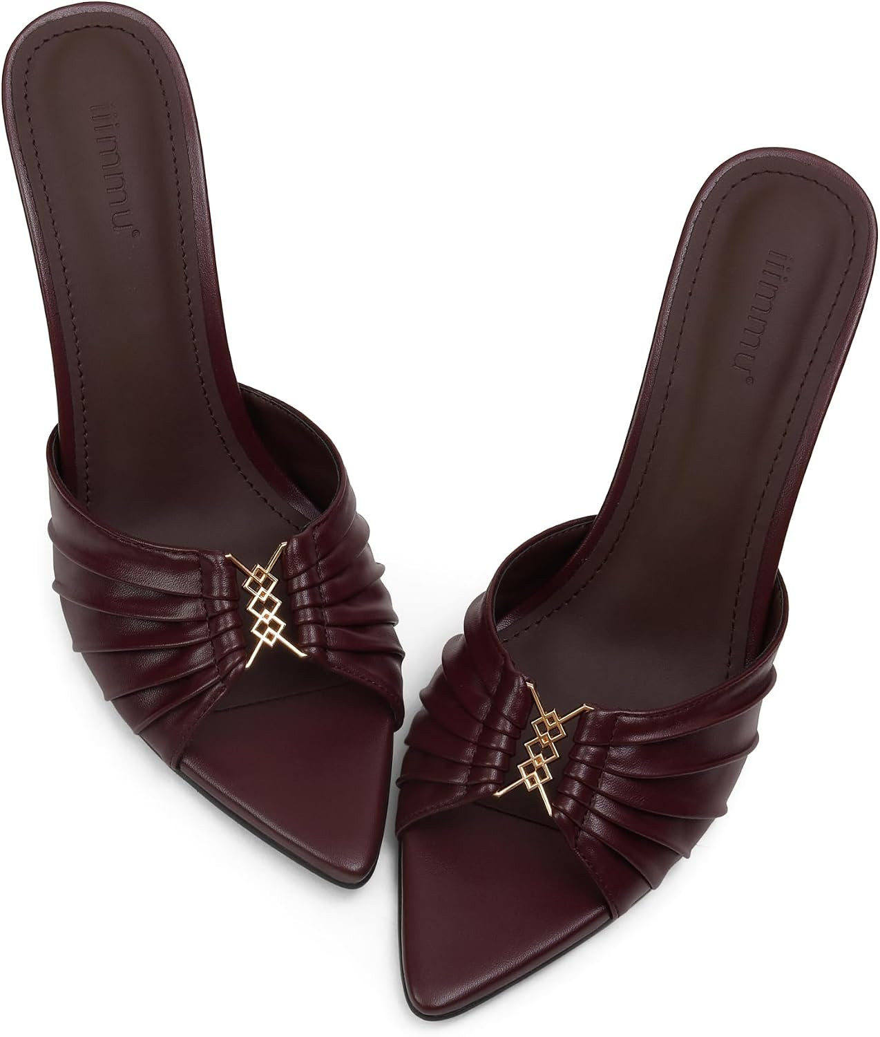 3.5 IN Stiletto Mules Heels with Gold Accents | Amazon (US)