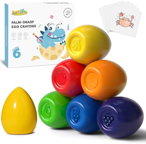 6 Colors Egg Crayons for kids, Palm-Grasp Non Toxic Jumbo Washable Crayons for Kids, Fat Brain To... | Amazon (US)