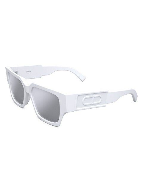 CD SU 55MM White Rectangular Sunglasses | Saks Fifth Avenue