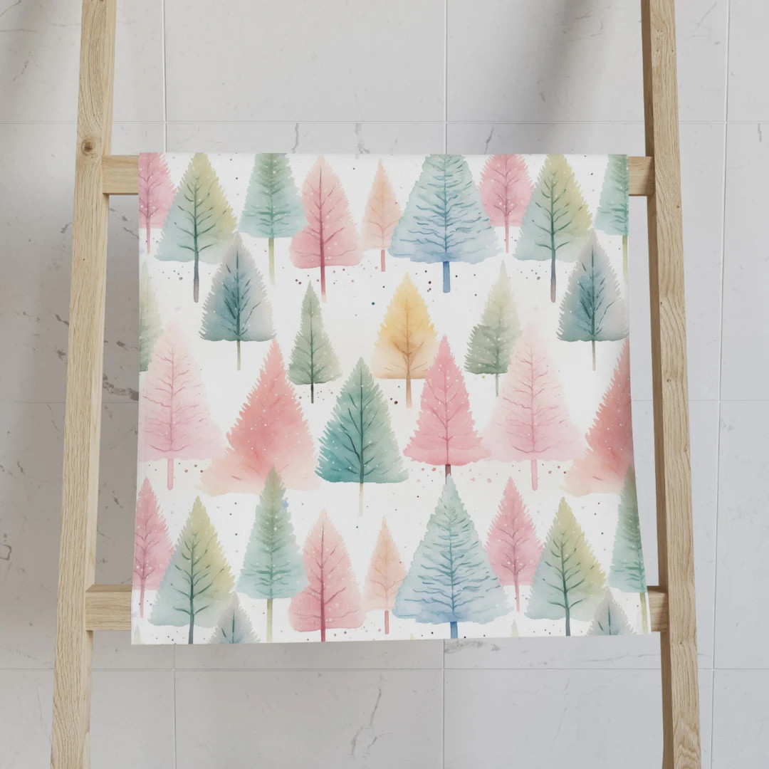 Pastel Christmas Bathroom Hand Towel Kids Bathroom Christmas - Etsy | Etsy (US)