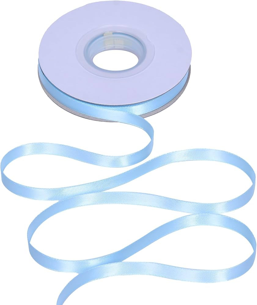 YAMA Light Blue Double Faced Satin Ribbon 3/8 Inch 25 Yards Thin Baby Blue Ribbon for Gift Wrappi... | Amazon (US)