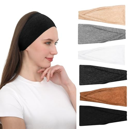 RITOPER Headbands for Women Non Slip, Wide Workout Headbands Cotton Black White Head Bands Hair Bands for Women's Hair, Thick Headbands Head Wraps for Fashion, Yoga, Running, Spa Day, Party, Travel | Amazon (US)