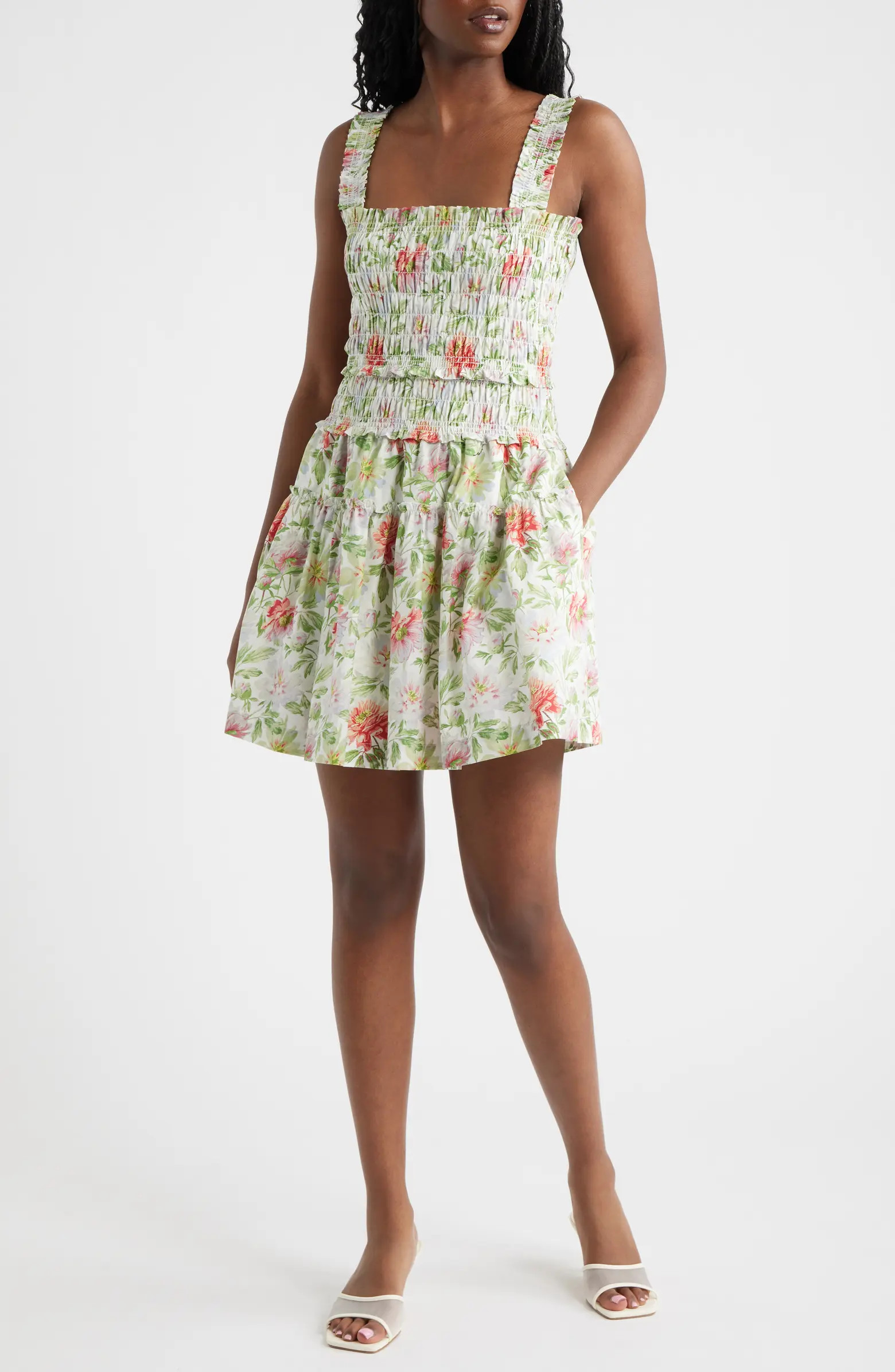 Azalea Smocked Bodice Cotton Mini Sundress | Nordstrom