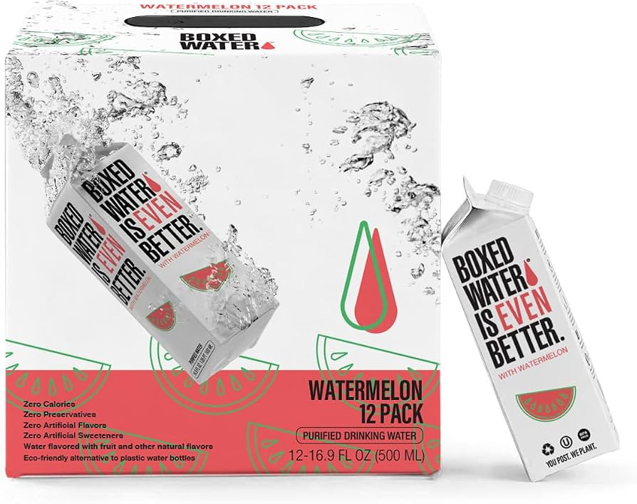 Boxed Water 16.9 oz. (12 Pack) Watermelon Flavored Water - Purified Drinking Water in 92% Plant-B... | Amazon (US)