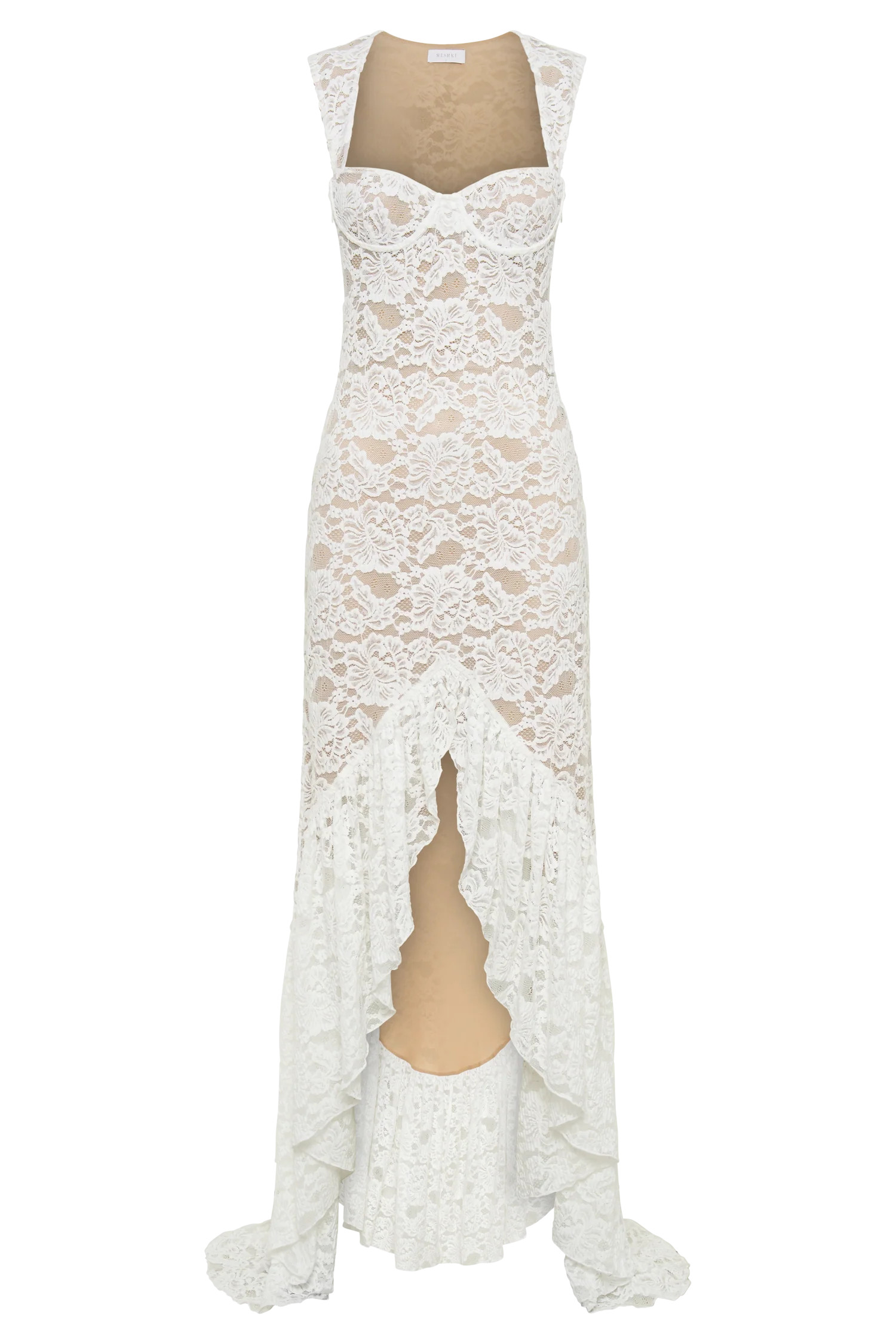 Elda Lace Plisse Maxi Dress - Ivory | Meshki (APAC)