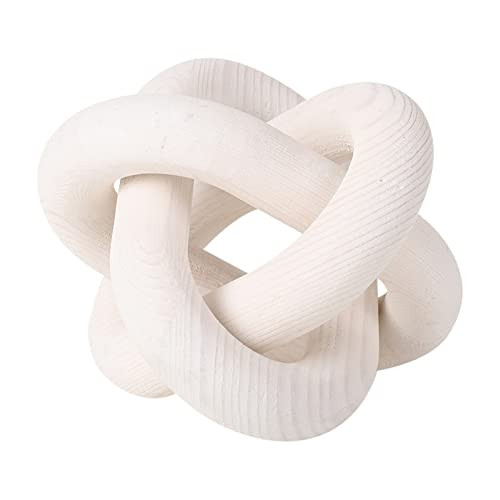 Renococo Wood Chain Link Decor 3-Link,6 Inch Dia Wood ,White/Wood Color Hand Carved,Knot Decorative Object,Coffee Table Decor,Country Chain Knot Decor,Mom Gifts | Amazon (US)