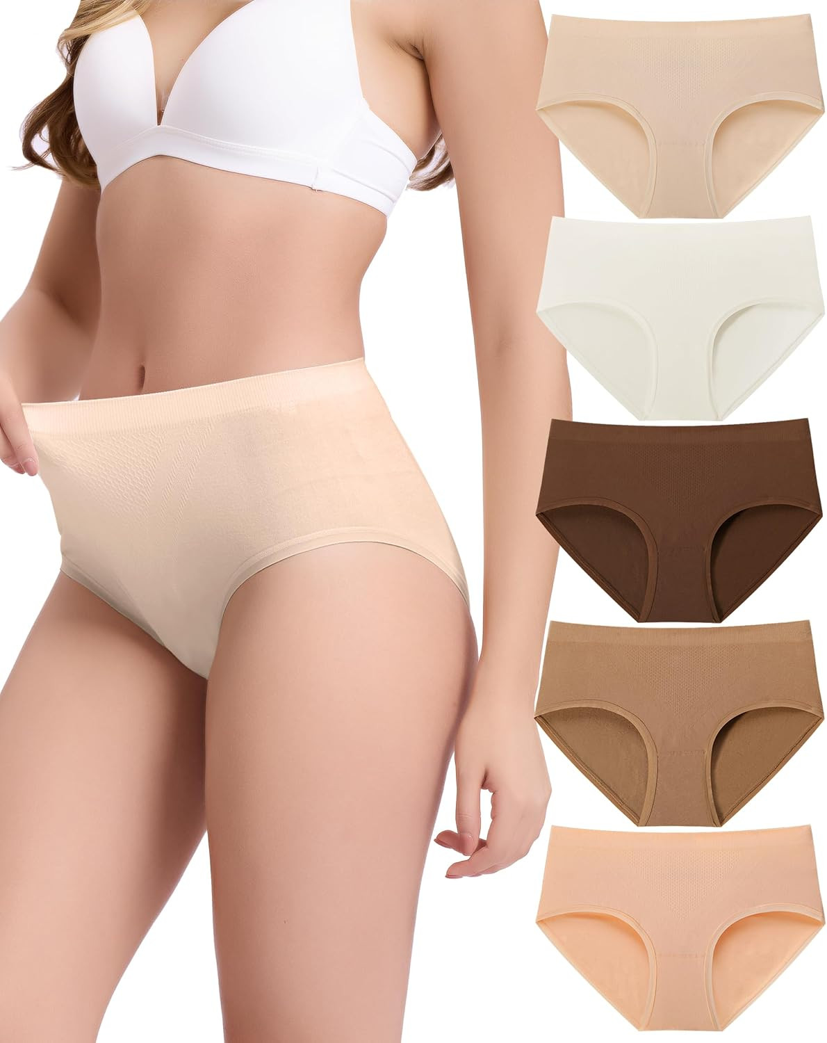 BAMBOO COOL Women's Underwear High Waisted Brief Ladies Seamless Panties | Amazon (US)