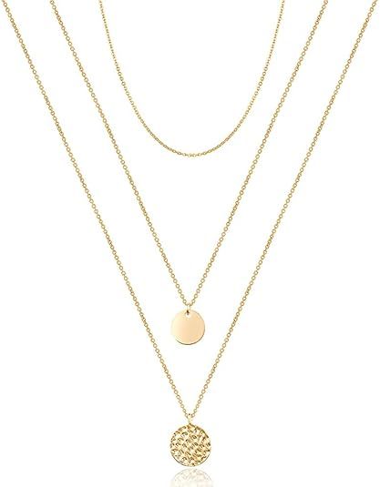 Turandoss Dainty Layered Choker Necklace, Handmade 14K Gold Plated Y Pendant Necklace Multilayer ... | Amazon (US)