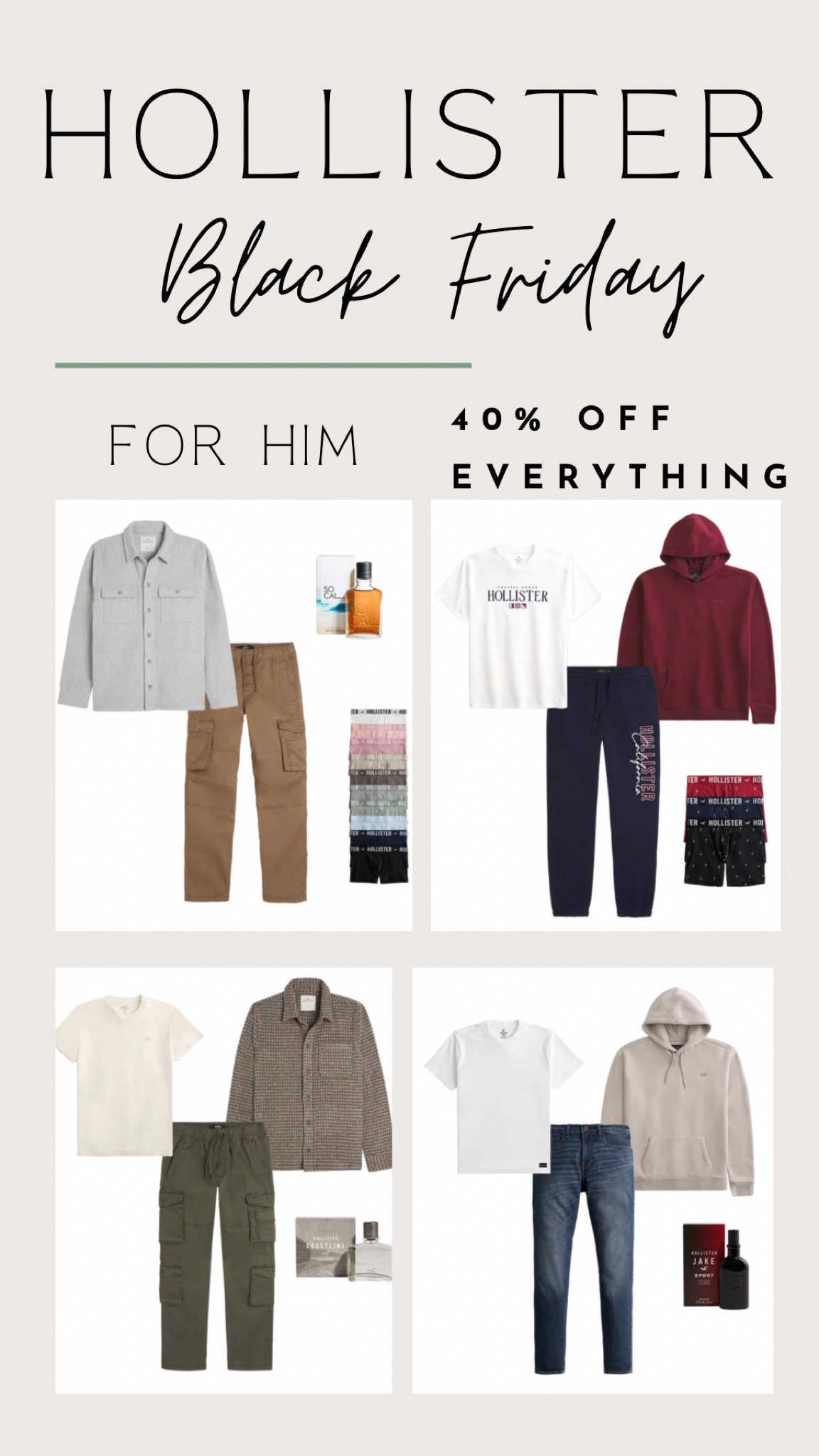 Gifts for him are 40% off for Black Friday sale at Hollister. Gift him to look good this Holiday Season.

#LTKHoliday #LTKGiftGuide #LTKCyberWeek