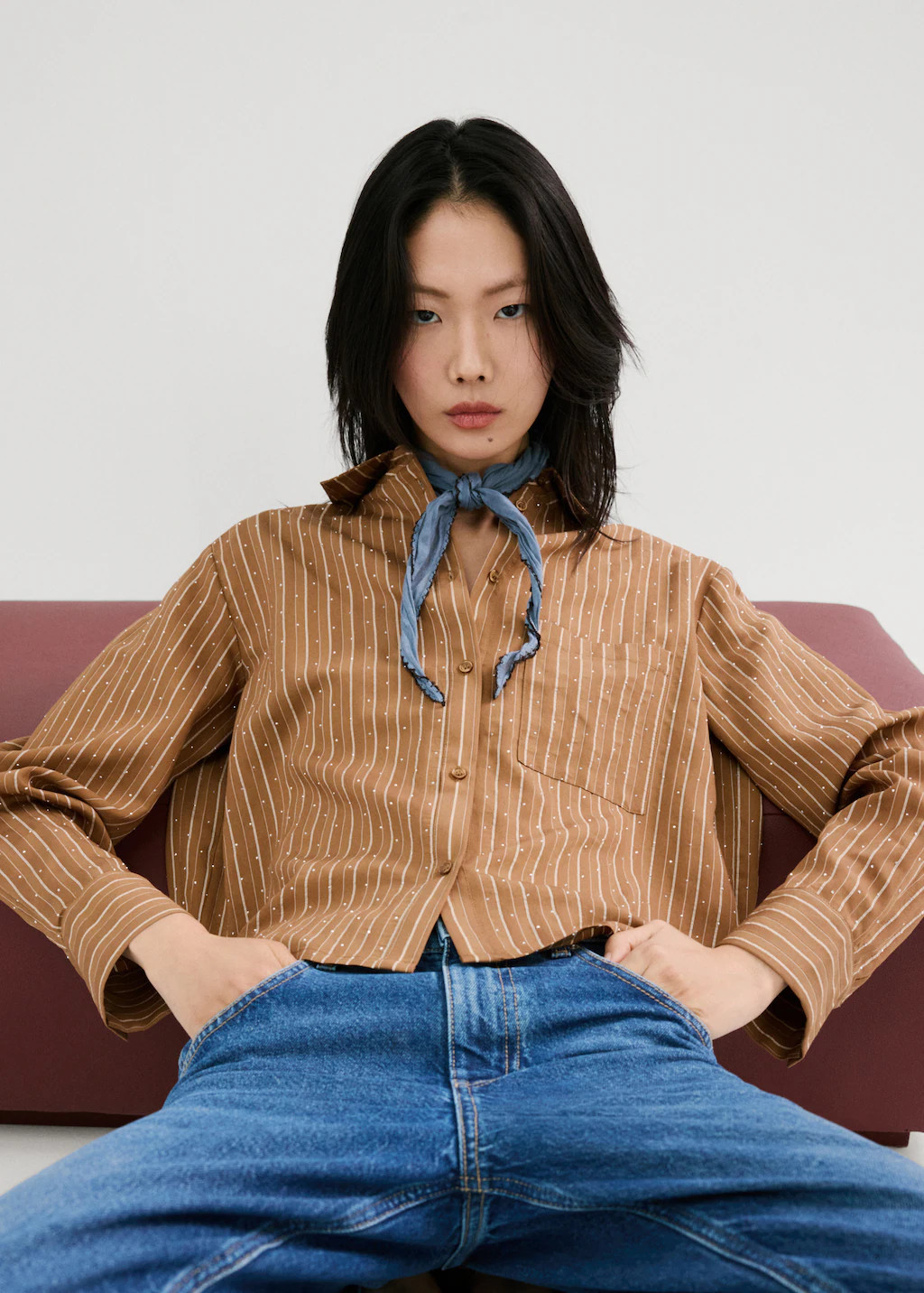 Striped shirt with rhinestone detail | MANGO (UK)