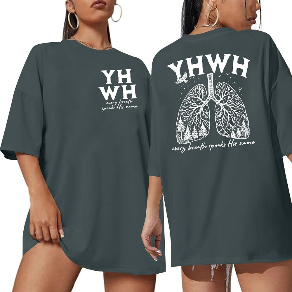 MNLYBABY YHWH Oversized Shirt Women Christian Tshirts Jesus Faith Inspirational Casual Tee Tops | Amazon (US)