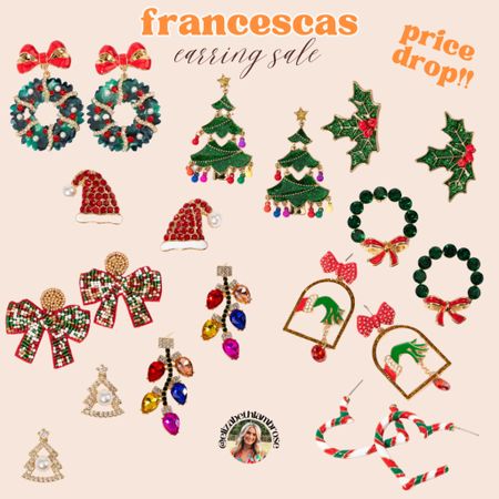 francescas earrings sale!! 
PRICE DROP!!
multiple Christmas styles are discounted even more! Grab them while they are on sale!!  
Super cute styles under $15!! 
I rounded up my favs holiday earrings and they are so cute, I even snagged some for myself!!Super cute and affordable jewelry to elevate your outfits! 

#francescas #sale #earrings #holiday #jewelry #pearl #crystal #diamond #huggies #dropearrings #statement #clover #dupes 

#LTKbeauty #LTKGiftGuide #LTKHoliday