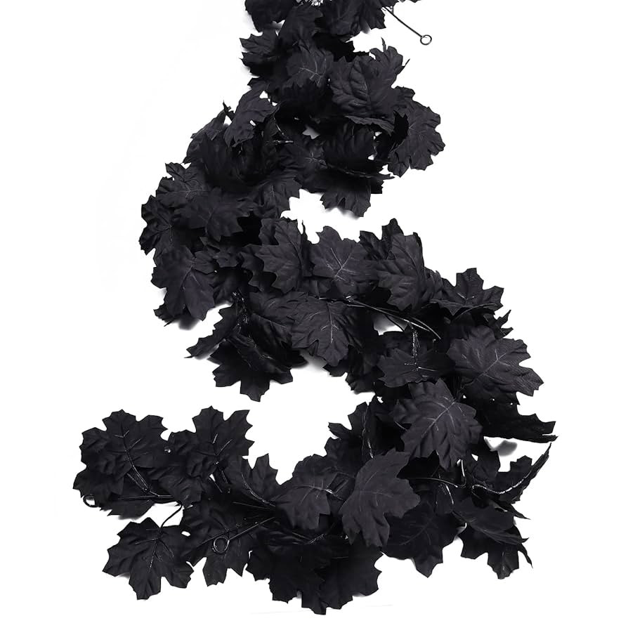 RECUTMS Fall Maple Leaf Garland Hanging Black Fall Leaves Vine Artificial Autumn Garland Hallowee... | Amazon (US)