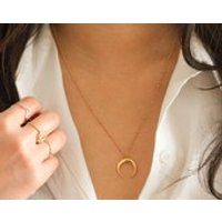 Moon Necklace, Crescent Moon Necklace, Gold Necklace, Crescent Necklace, Crescent Moon Pendant, Gold Choker, Gold boho necklace | Etsy (US)