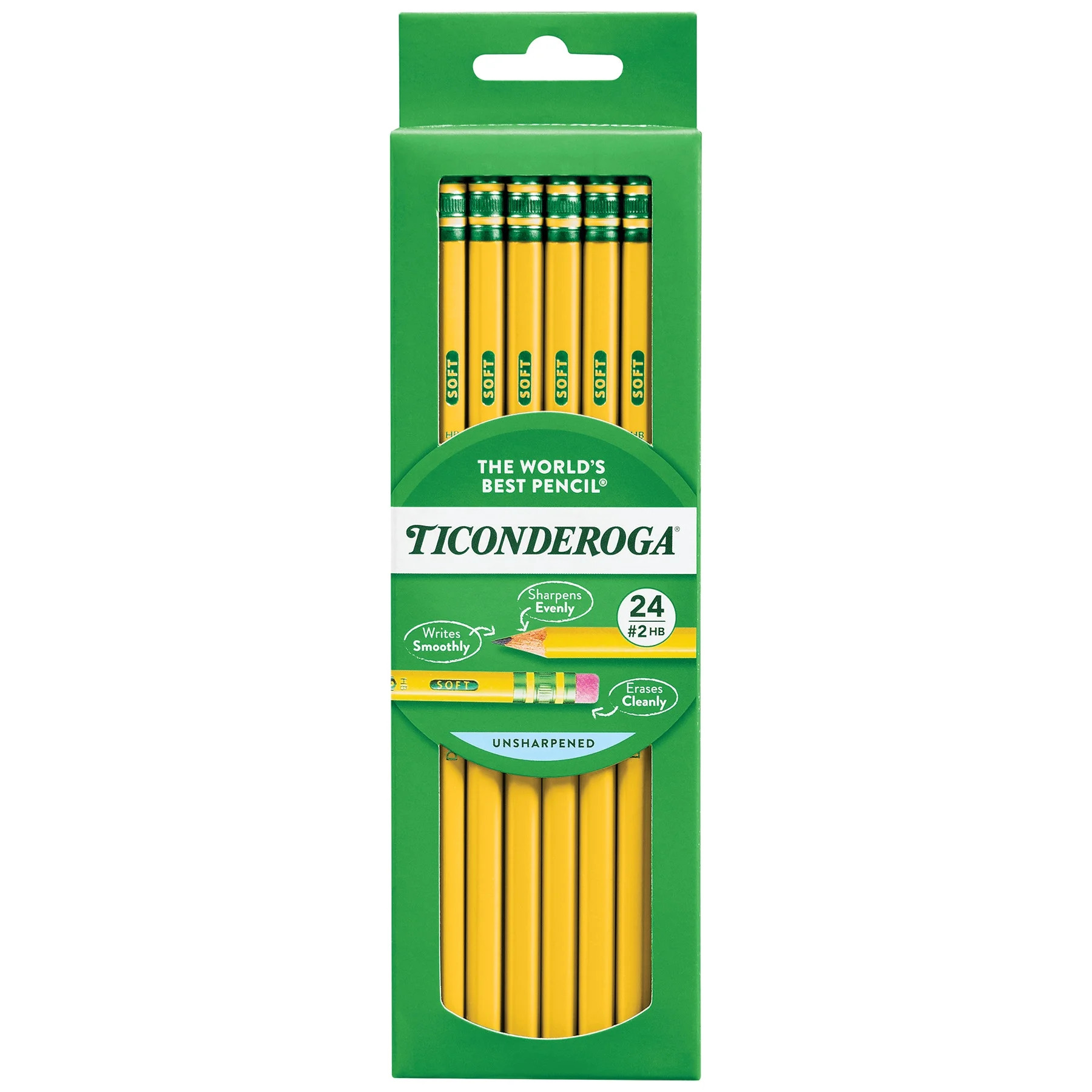 Ticonderoga Premium Wood Pencils, Unsharpened #2 Lead, Yellow, 24 Count, 0.3 mm Pencil Lead | Walmart (US)
