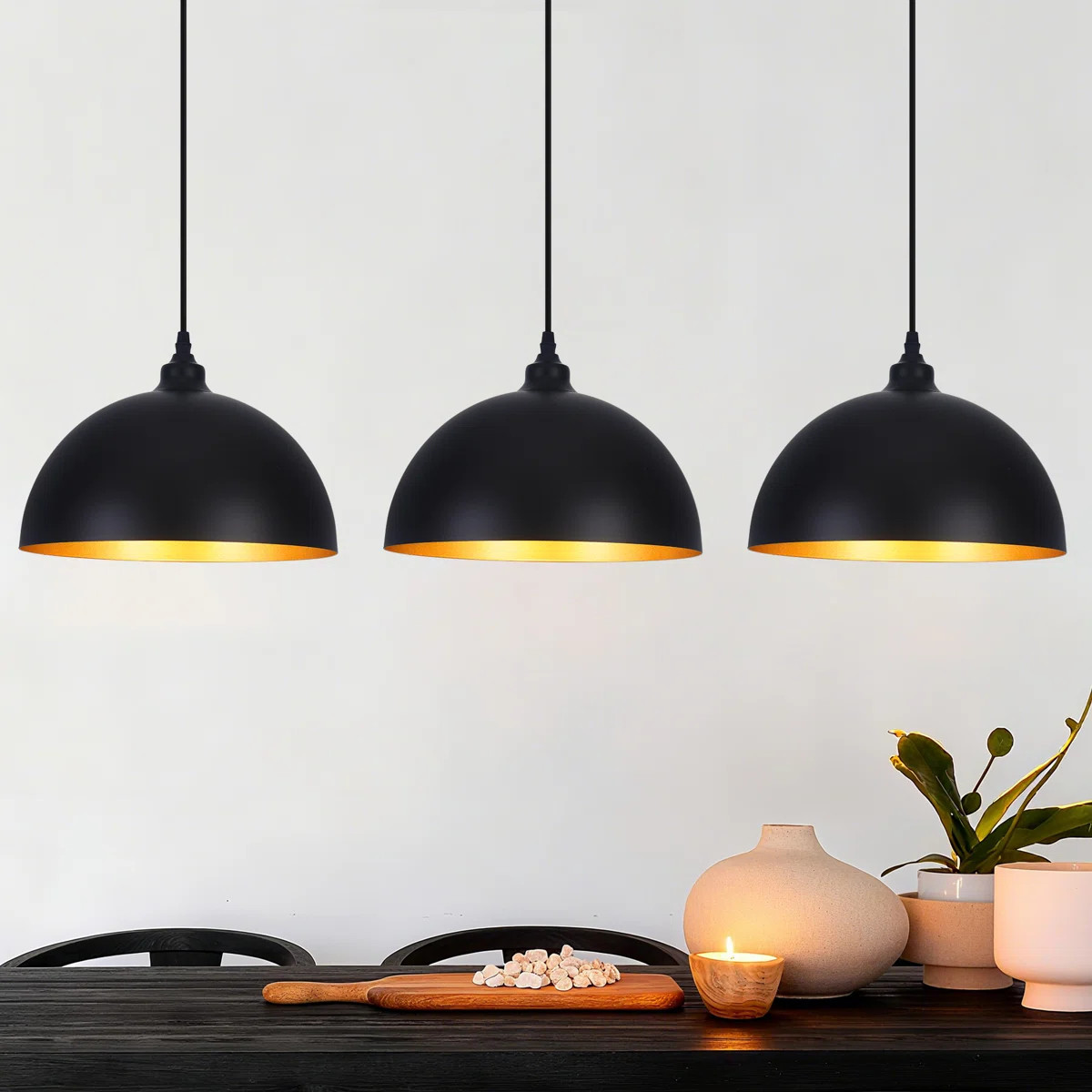 3 - Light 11.8" W Single Dome Kitchen Island Pendant Industrial Ceiling Hanging Light Fixture for... | Wayfair North America