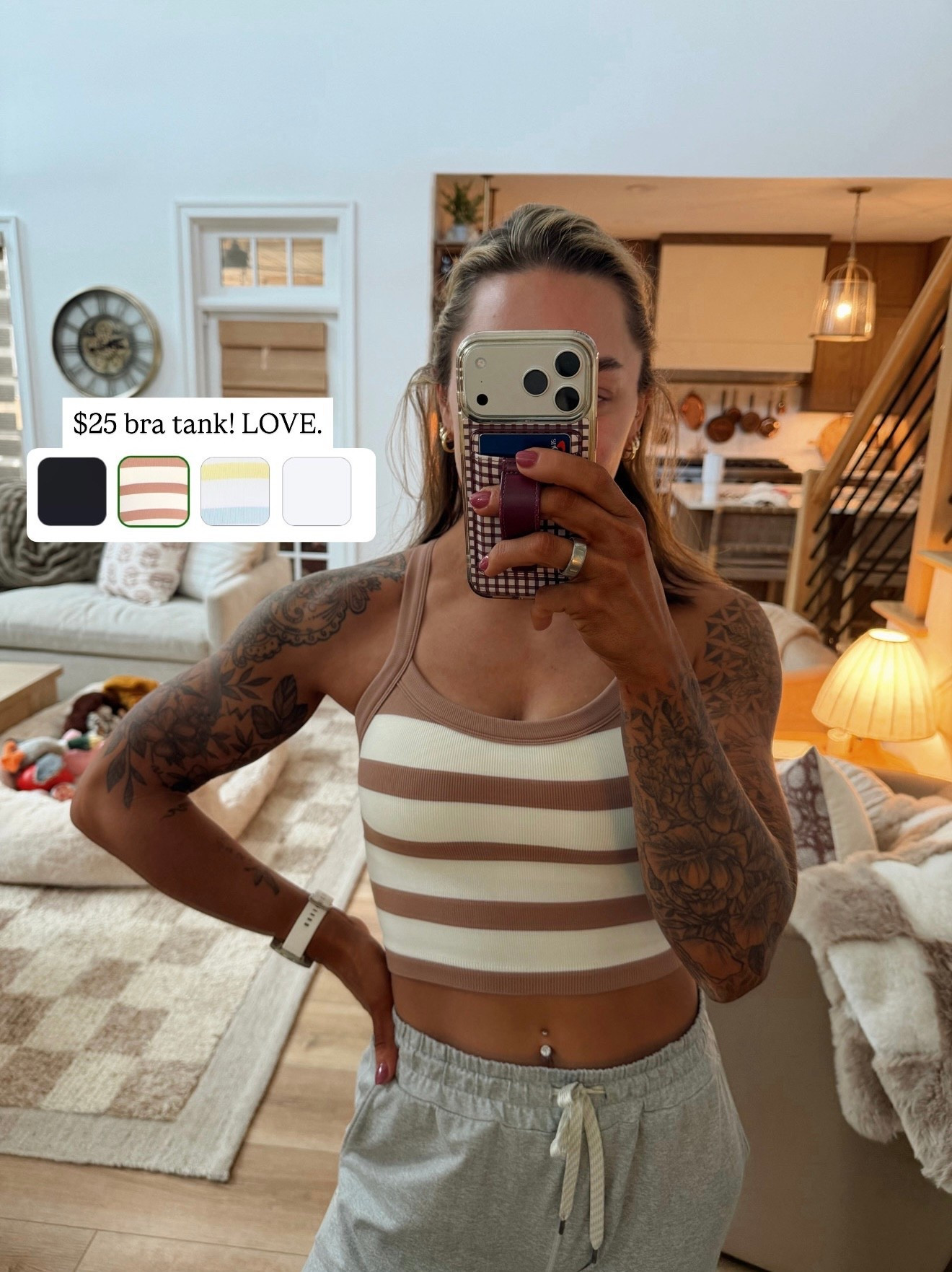 This striped bra tank top is so cute! Great support, has a fun criss cross back design as well🤎 a few other colors! In the small. & classic Vuori joggers, in the small! 

Fitness / target finds / activewear / ootd / spring style / Holley Gabrielle 

#LTKootd #LTKActive #LTKgrwm