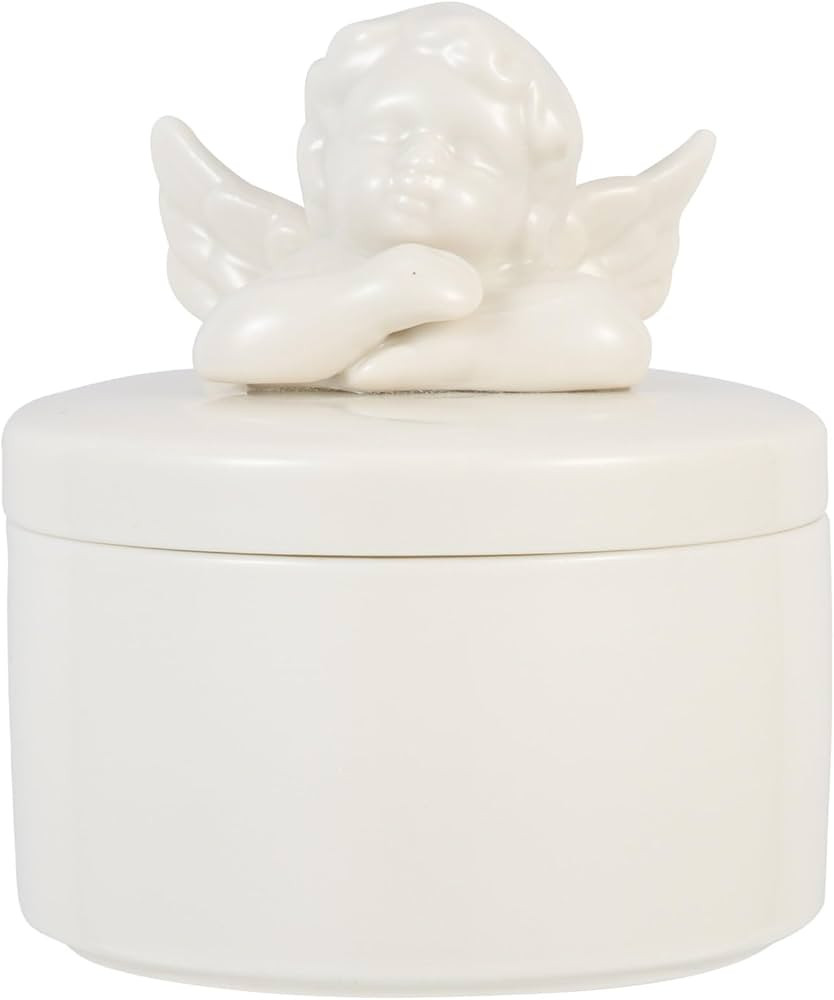 Garneck Ceramic Angel Gift Box Earring Jewelry Box Gift Card Box Holder Makeup Case Organizer Coquette Room Decor Aesthetic Earring Organizer for Women Cherub Angels Figurines Box Food Jar | Amazon (US)